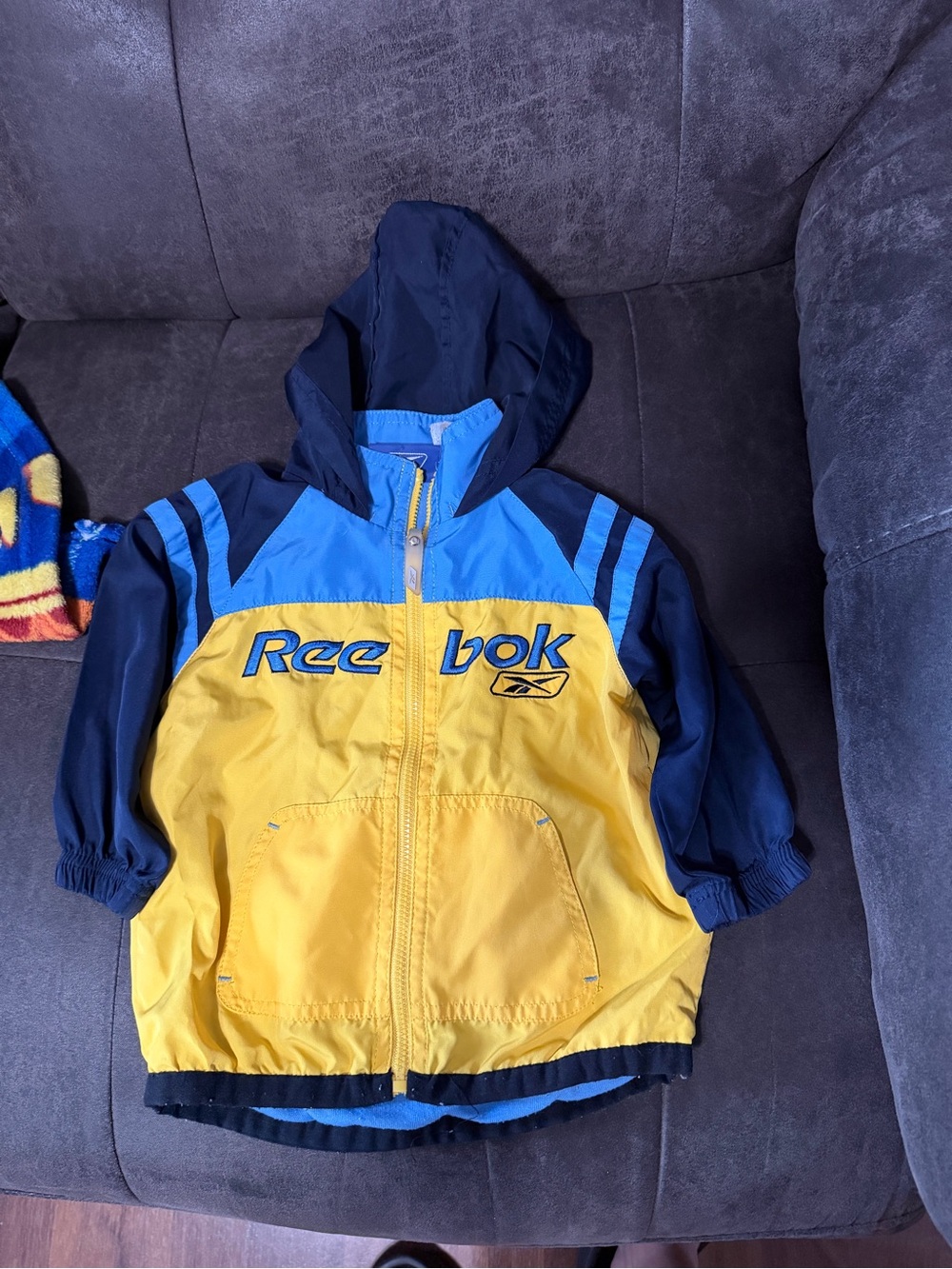 Reebok Blue & Yellow Lined Hooded Jacket